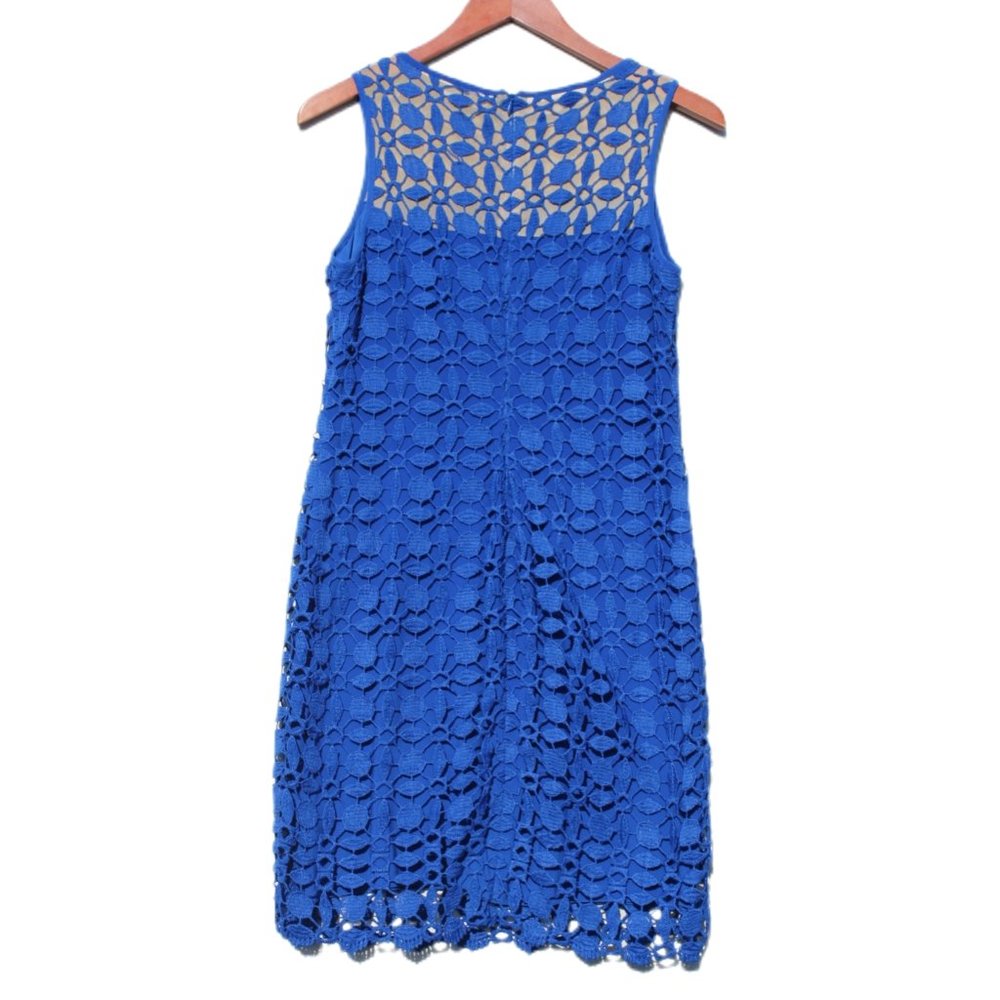 NWOT LAUREN Ralph Lauren Lace Embroidered Sleeveless Sheath Dress Blue Sz 6